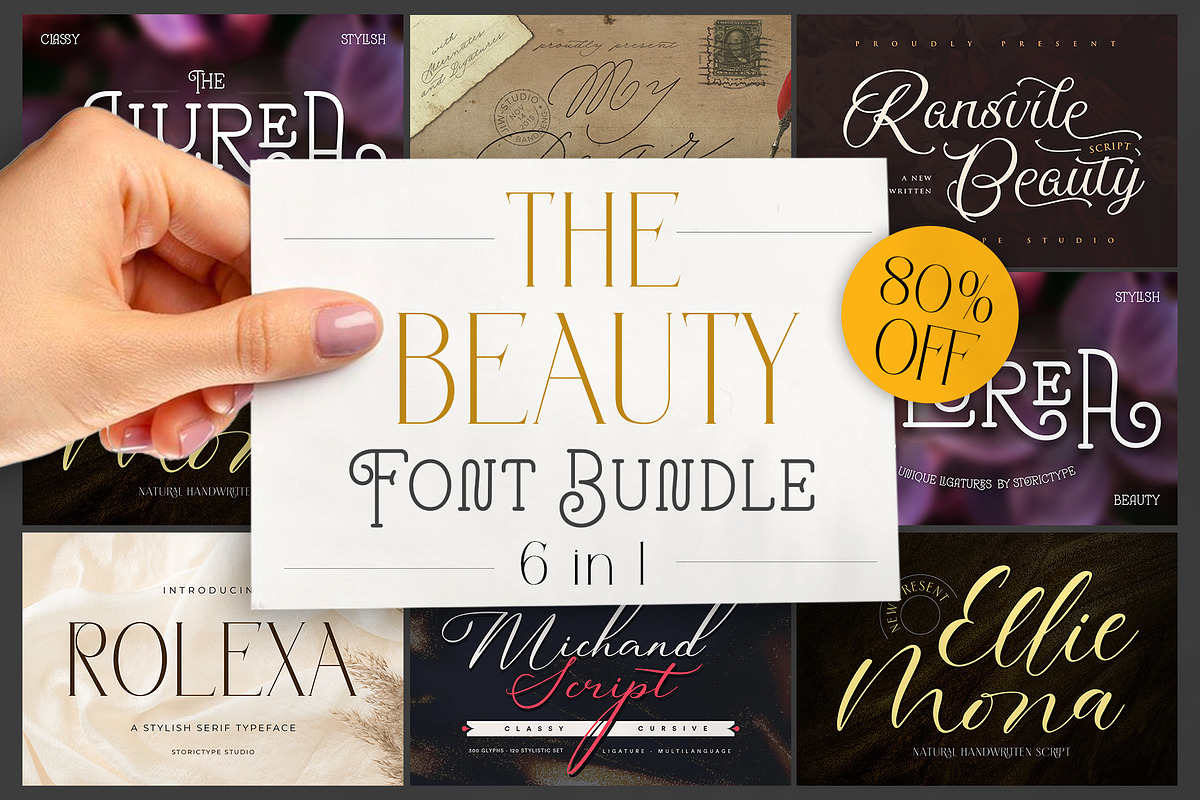 The Beauty Font Bundle | 6 in 1, a Script Font by StoricType (Photo 1 of 23)