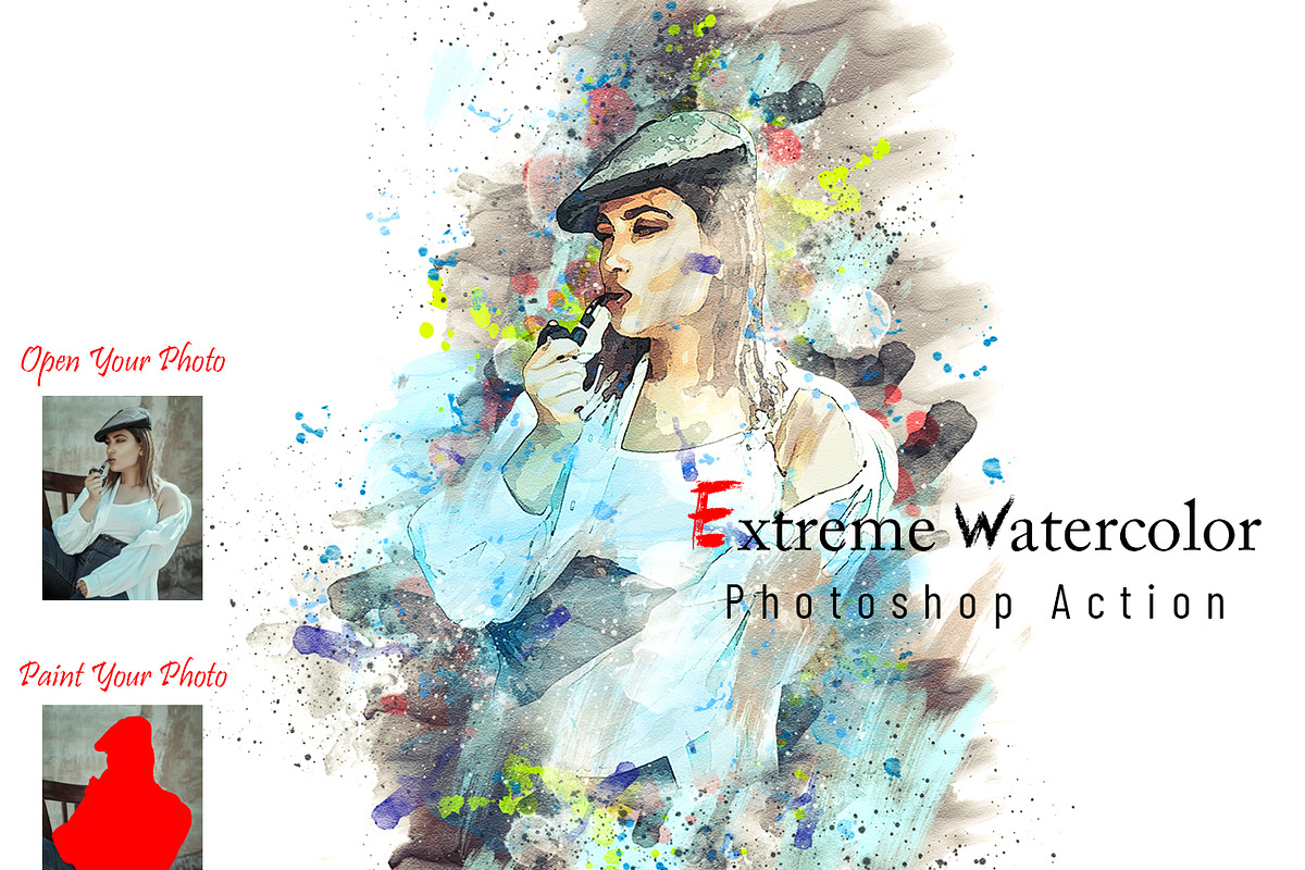Extreme Watercolor Photoshop Action, an Action Add-On by Studio Retouch