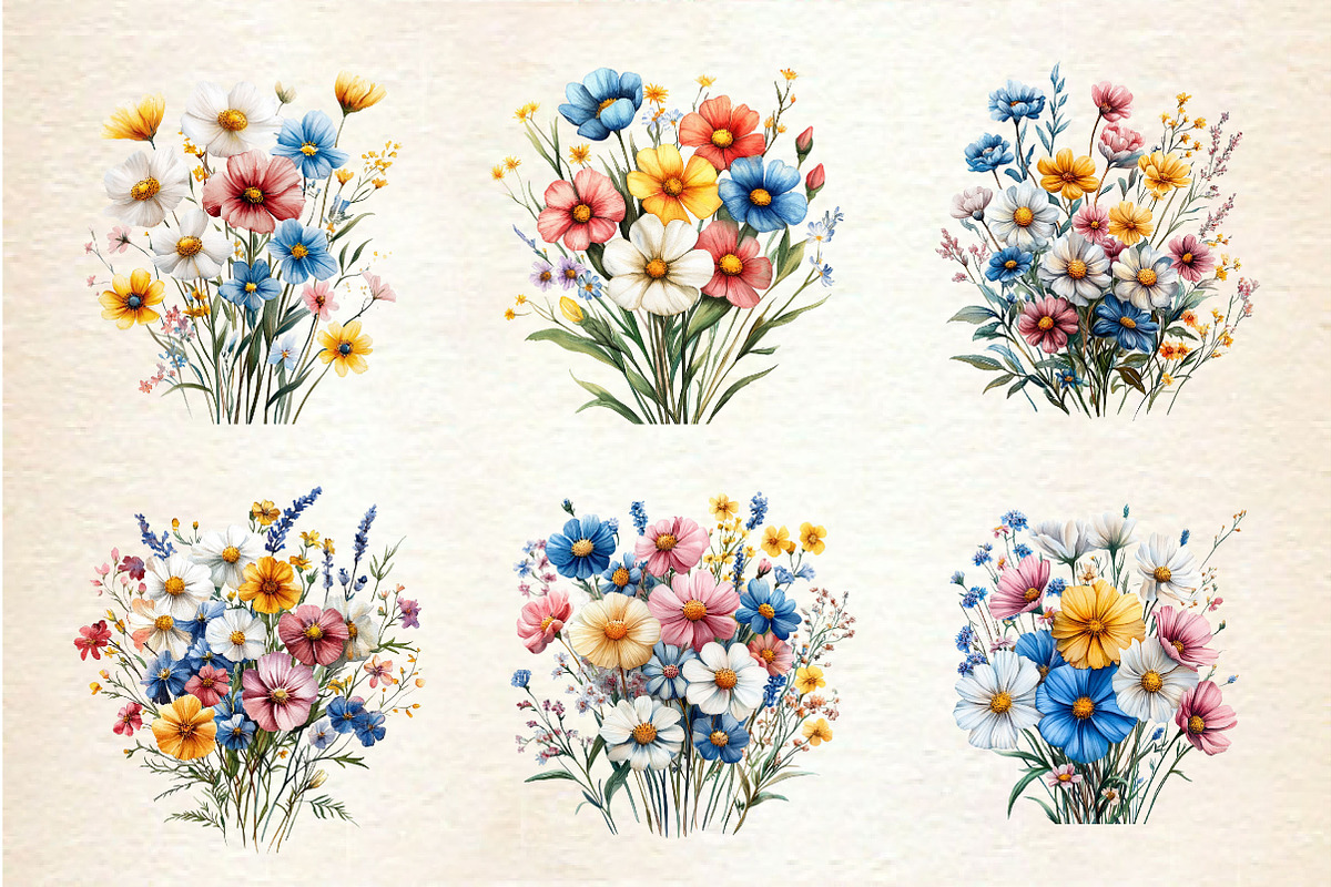 Colorful Meadow Flower Clipart Png, an Illustration by Dream Creation (Photo 2 of 6)