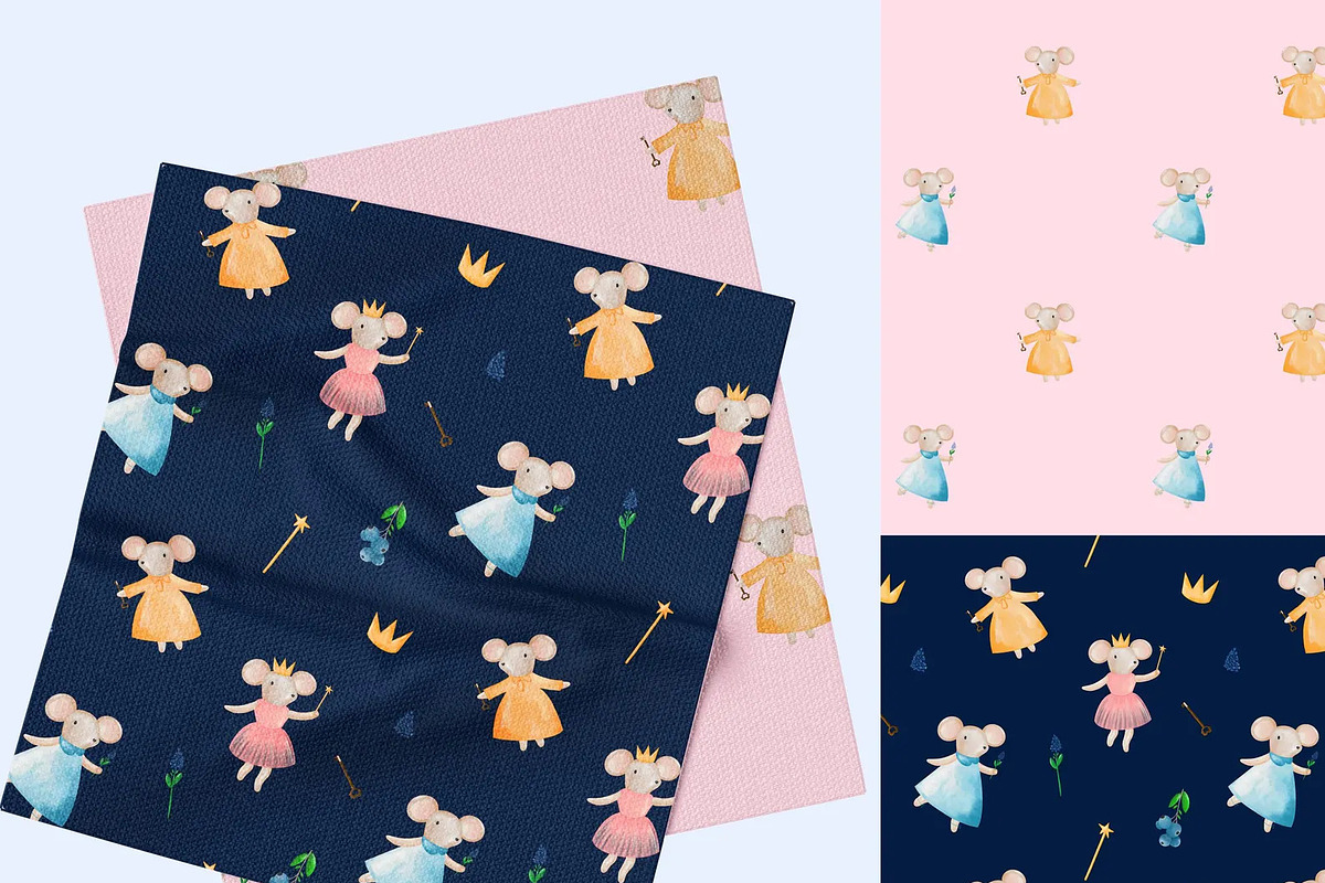 Seamless pattern mouse in watercolor, a Pattern Graphic by Dreamline Desings (Photo 6 of 7)
