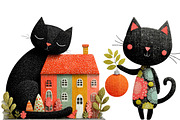 Christmas Black cat clipart, an Illustration by Designworld (Thumbnail 4 of 4)