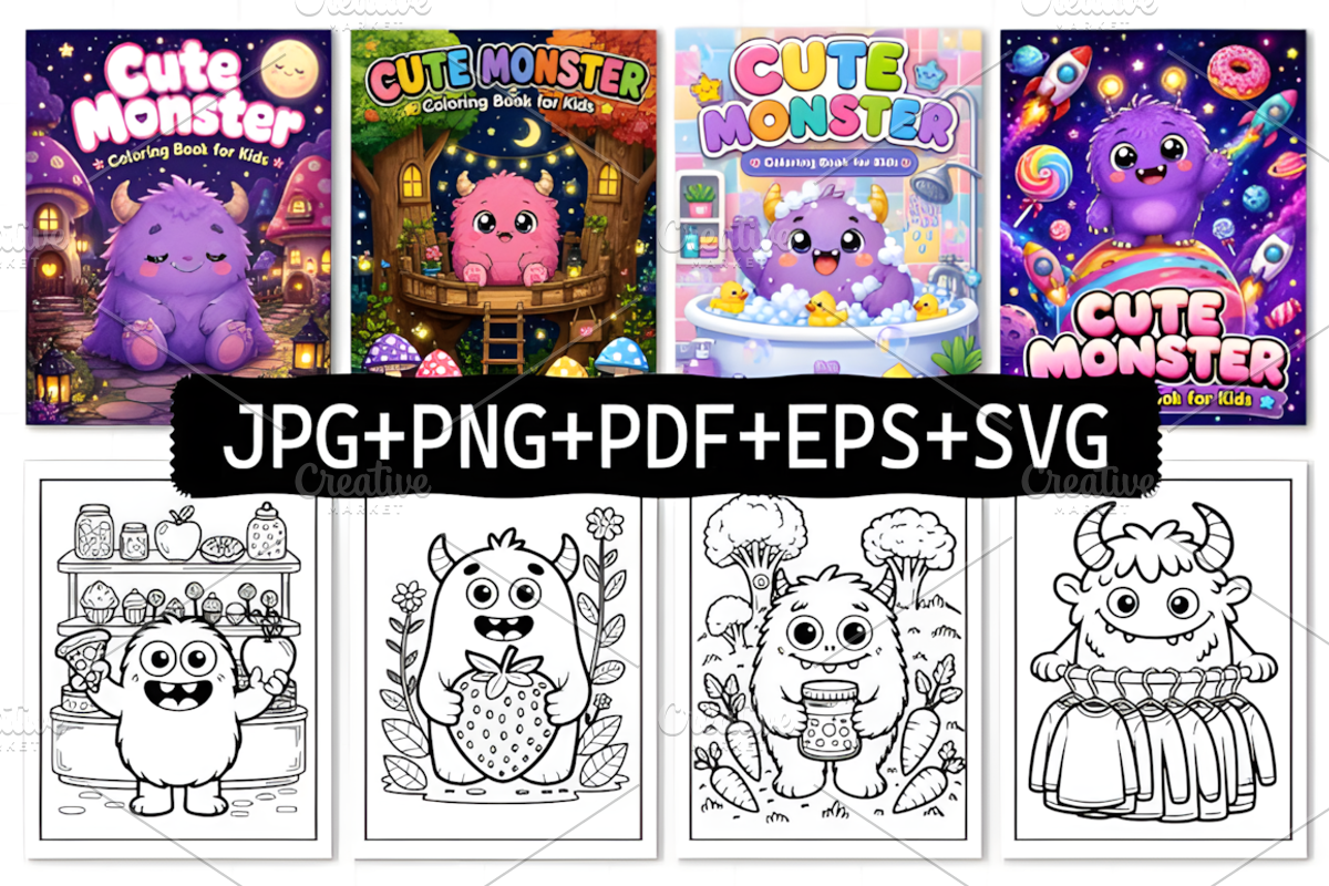 CUTE MONSTER COLORING BOOK for KIDS, a Decorative Illustration by Design Station (Photo 2 of 3)