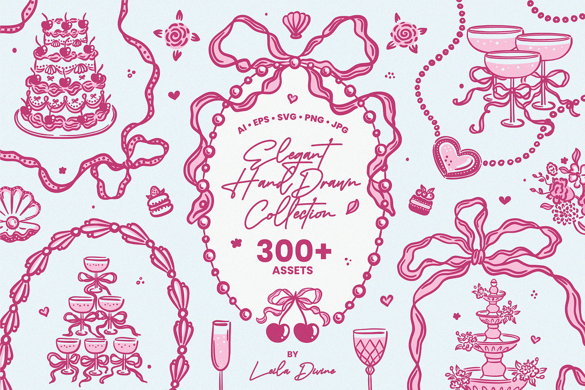 Elegant Hand Drawn Frames & Clip Art, an Object Graphic by Leila Divine (Photo 1 of 17)