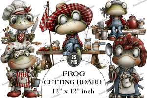 Frog Cutting Board Clipart, an Illustration by DreamArtGraphic