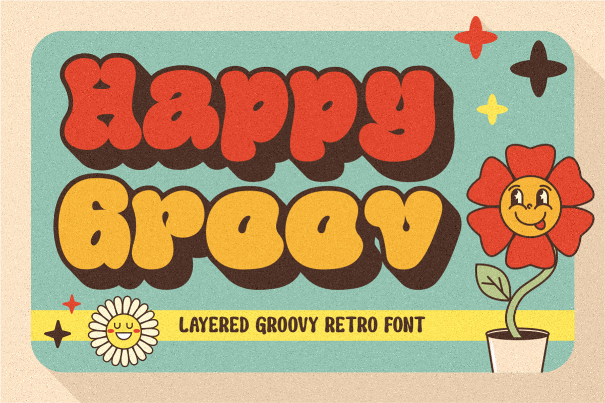 Happy Groov Layered Retro Font, a Font by PutraCetol Studio (Photo 1 of 5)