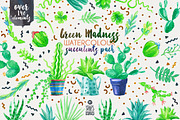 Green Madness-Watercolor Succulents, an Illustration by Stella's Graphic Supply (Thumbnail 1 of 6)