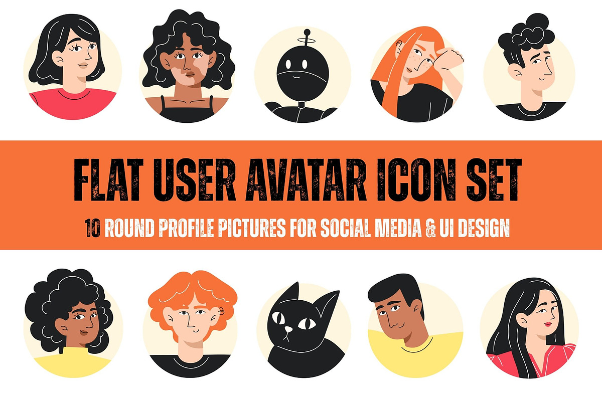 10 Flat User Avatar Icon Set, an Icon by YuskinKot (Photo 1 of 4)