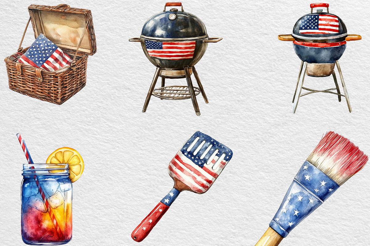 Labor Day Watercolor Clipart, an Illustration by Black Bird Studio (Photo 3 of 6)