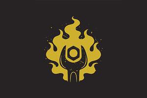 flaming wrench and bolts, a Branding & Logo Template by Judsart