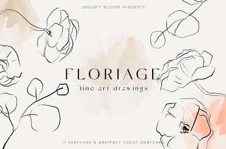 Floral Line Art Abstract Drawings
