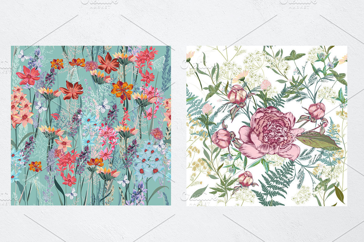 Floral delight vector patterns set, a Pattern Graphic by FleurArt (Photo 3 of 13)