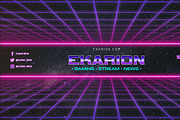Retro-wave 80's YouTube Banner set, a Social Media Template by Midgardians (Thumbnail 2 of 7)