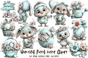 Whimsical Pastel Easter Clipart, an Illustration by OK Design