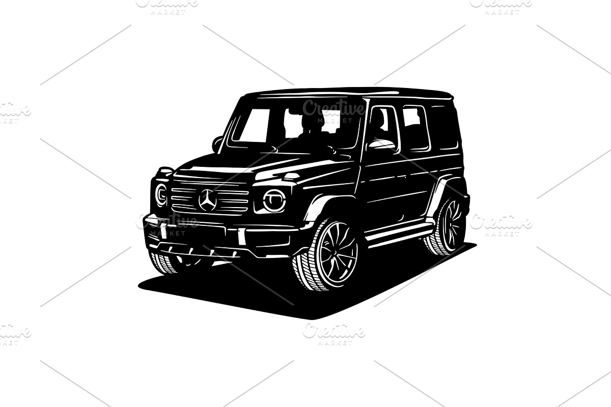 G350 - Classic Car, Stencil, an Illustration by Digital-Clipart