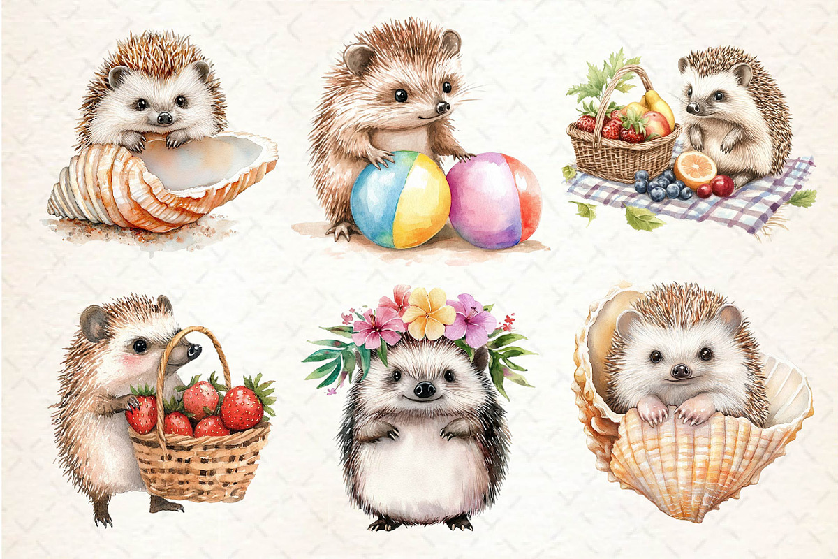 Summer Hedgehog Clipart, an Illustration by Dream Creation (Photo 5 of 6)