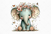 Baby Elephant in Spring Clipart Png, an Illustration by Craft Nest (Thumbnail 10 of 11)
