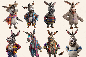 FUNNY STYLISH DONKEY CLIPART