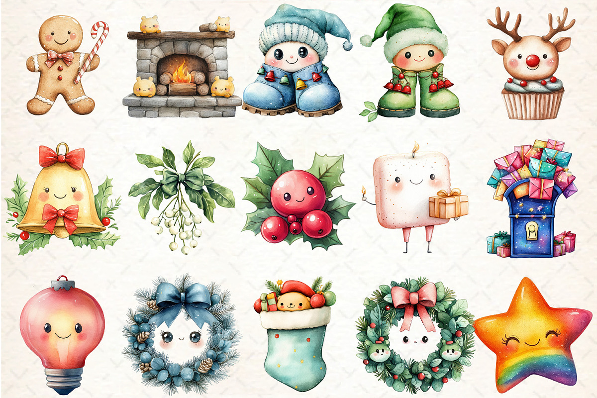 Kawaii Little Christmas Clipart Bund, an Illustration by DreamCafeArt (Photo 5 of 5)