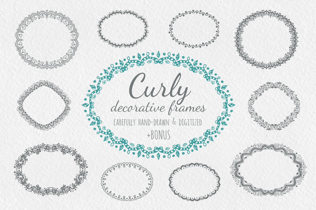 Curly Hand Drawn Decorative Frames, a Decorative Illustration by Yuzach (Photo 1 of 5)