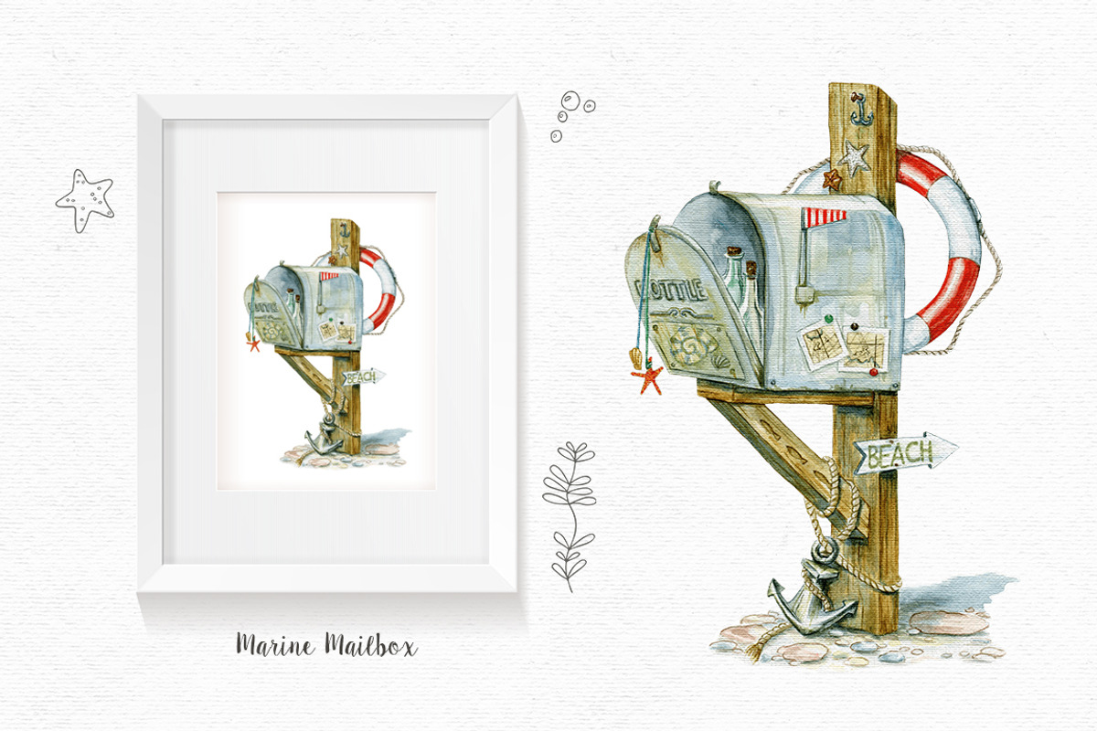 Mailboxes. Watercolor Hand drawn Set, a Decorative Illustration by NiKO (Photo 3 of 5)