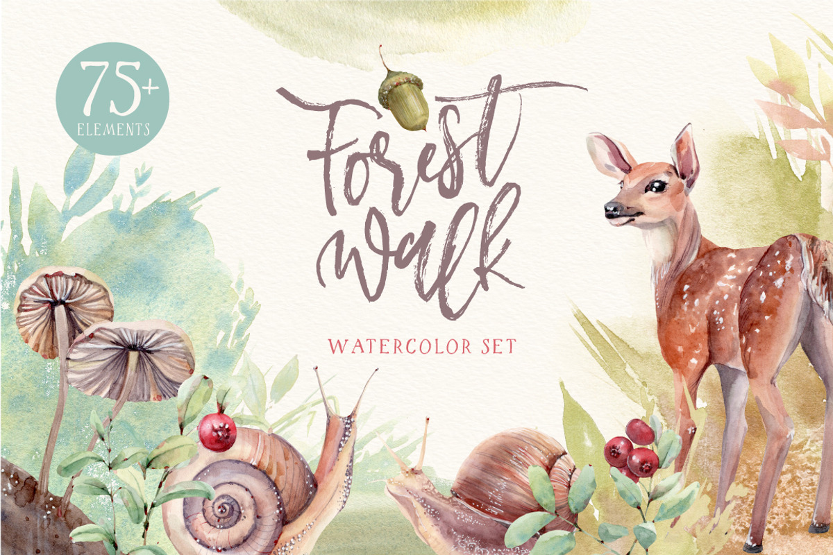 FOREST WALK Watercolor set, an Illustration by Lemaris (Photo 1 of 8)