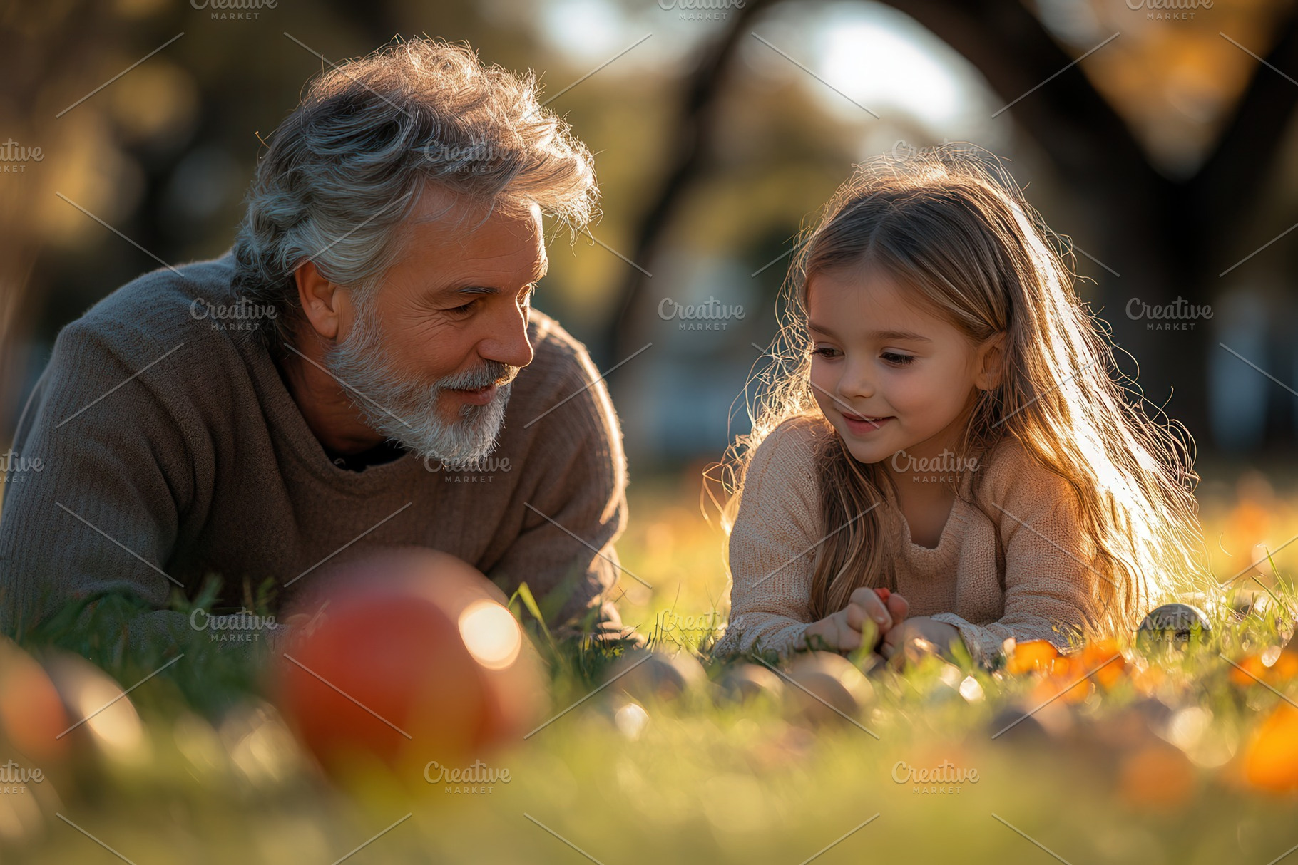 Grandfather and granddaughter enjoy, a Photo by Tanuart