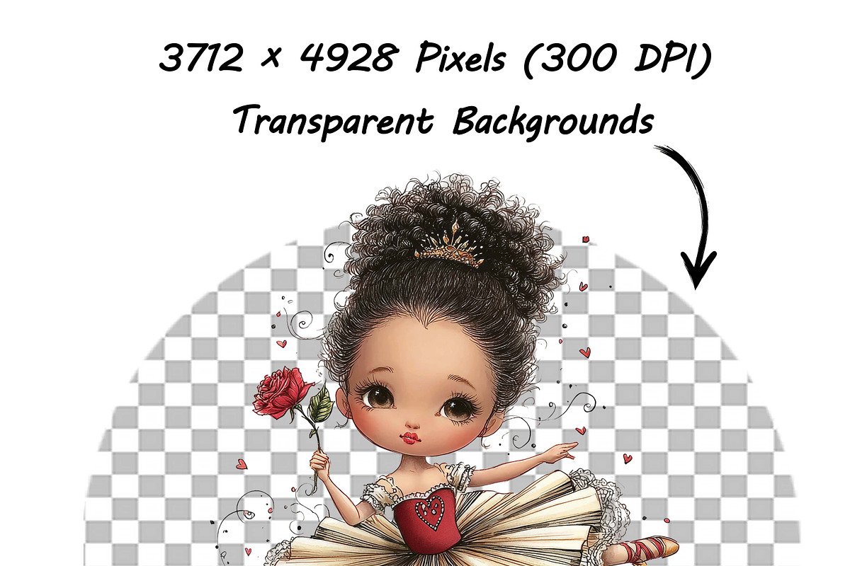 Whimsical Valentine Day Girl Clipart, an Illustration by one-touch (Photo 7 of 16)