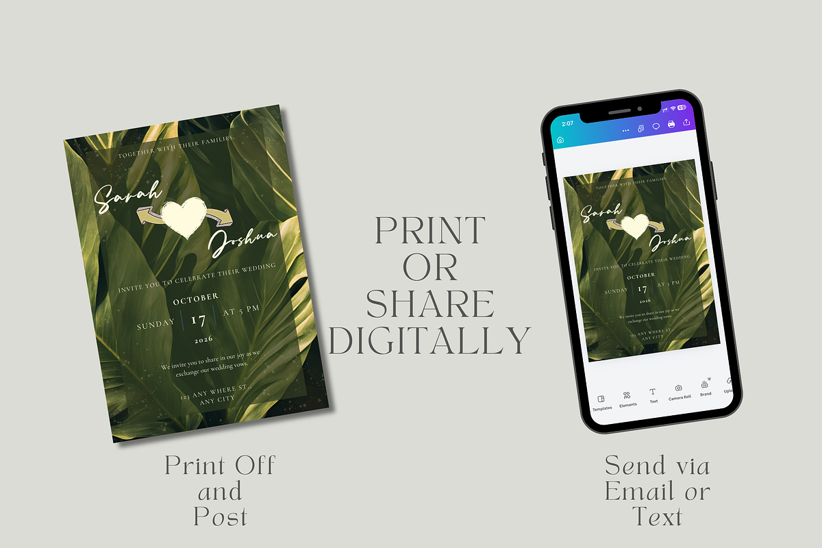 Greenery Wedding Invitation Template, an Invitation Template by InvitingStorys (Photo 6 of 9)