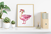 Watercolor Colorful Goose Clipart, an Illustration by Canvas Craft (Thumbnail 6 of 7)