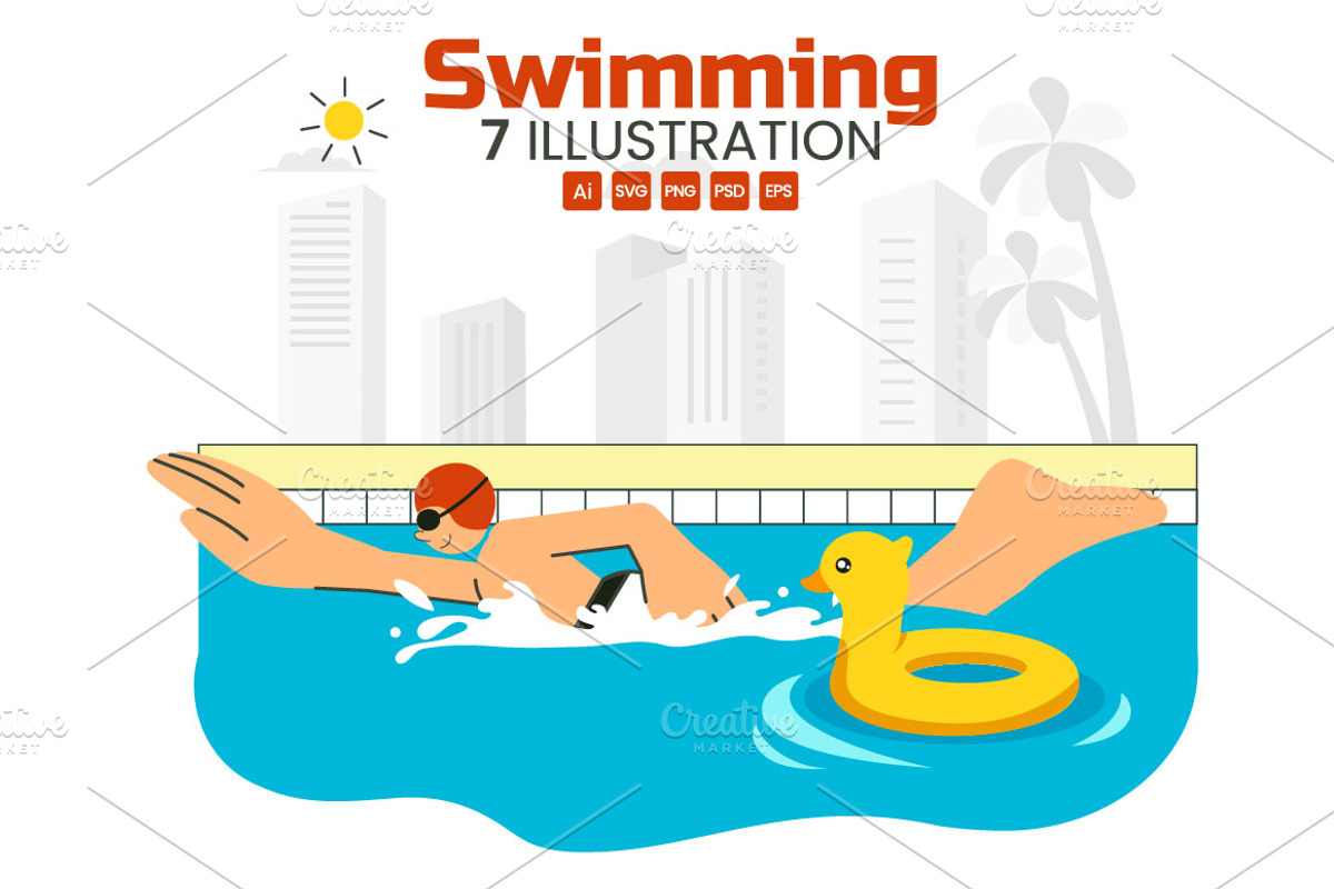 7 Swimming Pool Illustration, a Sport Illustration by denayunebgt (Photo 1 of 4)