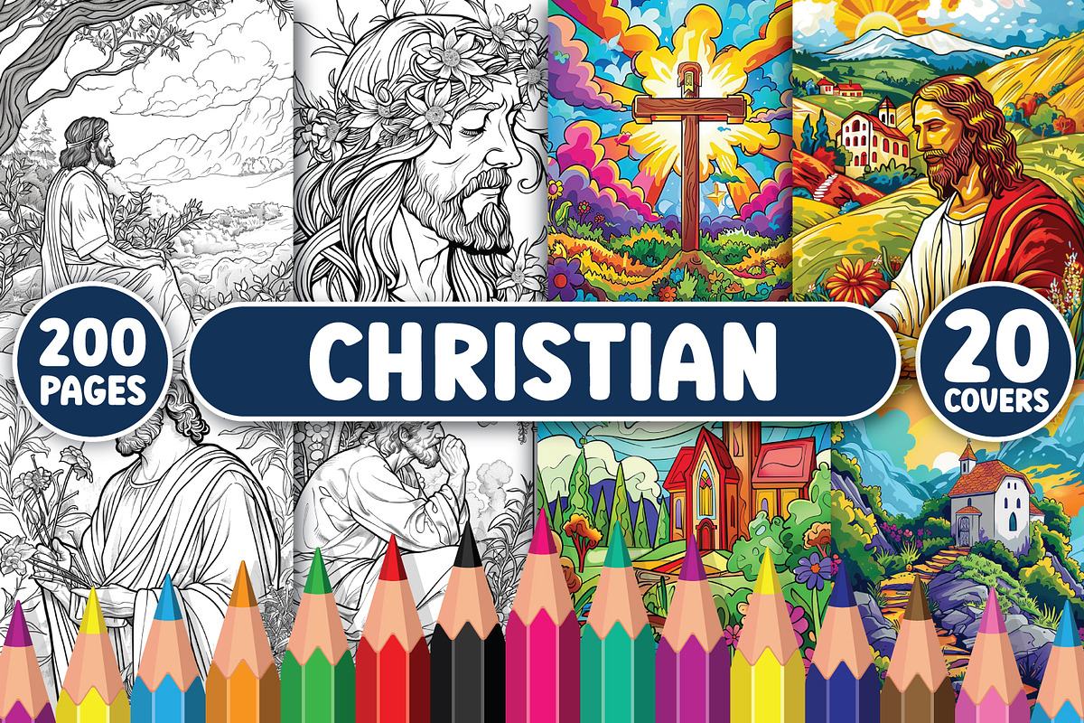 200 Christian Coloring Pages, a Seasonal Illustration by BrightMart (Photo 1 of 3)