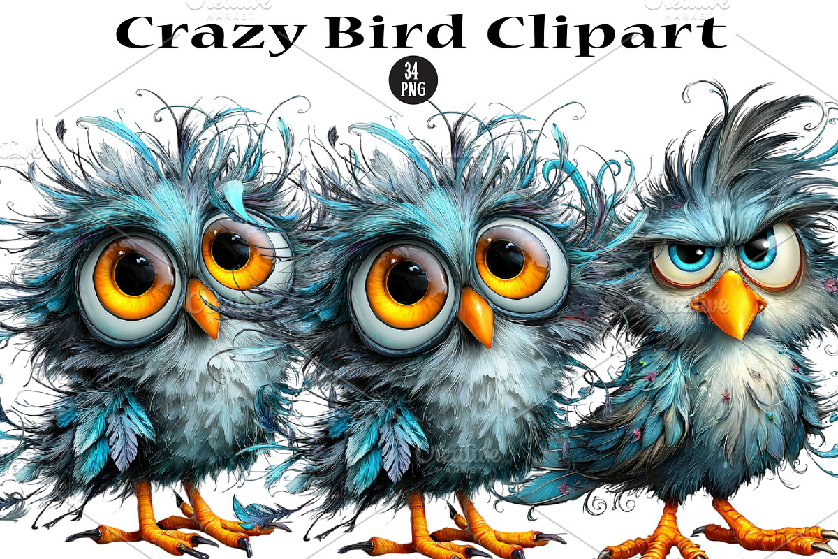 Crazy Bird Clipart, a Seasonal Illustration by CreationArt (Photo 1 of 6)