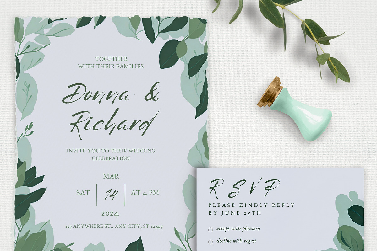 Eucalyptus Wedding Template Bundle, a Stationery Template by MarryMeMoments (Photo 2 of 7)