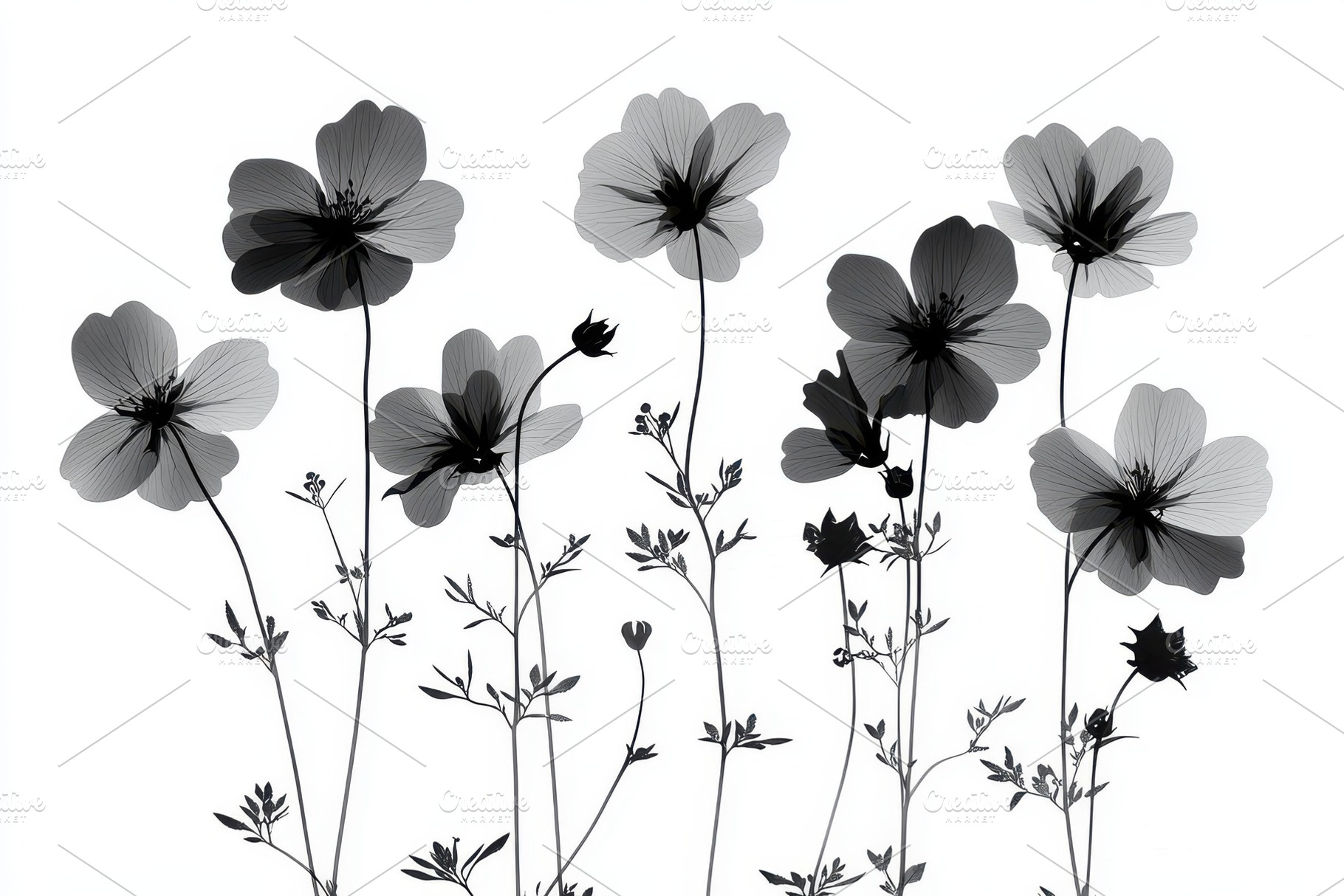 Elegant grayscale cosmos flowers bot, a Beauty & Fashion Photo by Pixeness Studio