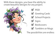 Floral Cute Girl Clipart, an Illustration by Pixels.Craft (Thumbnail 3 of 5)
