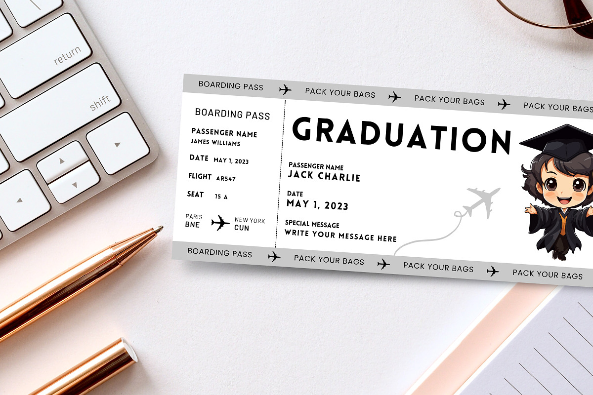 Graduation Boarding Pass Template, a Card Template by Snapybiz (Photo 1 of 9)