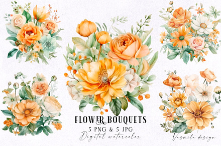 Orange garden flowers bouquets