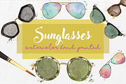 Watercolor Sunglasses Clipart Summer, an Object Illustration by MaraquelaStudio (Thumbnail 1 of 5)