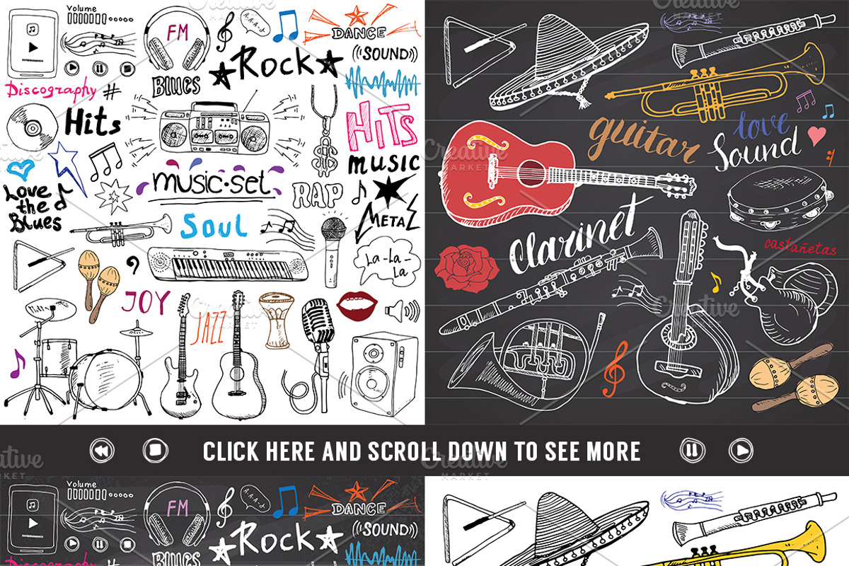 Music Sketched Doodles Vector Set, an Object Illustration by Lemon Workshop (Photo 2 of 3)