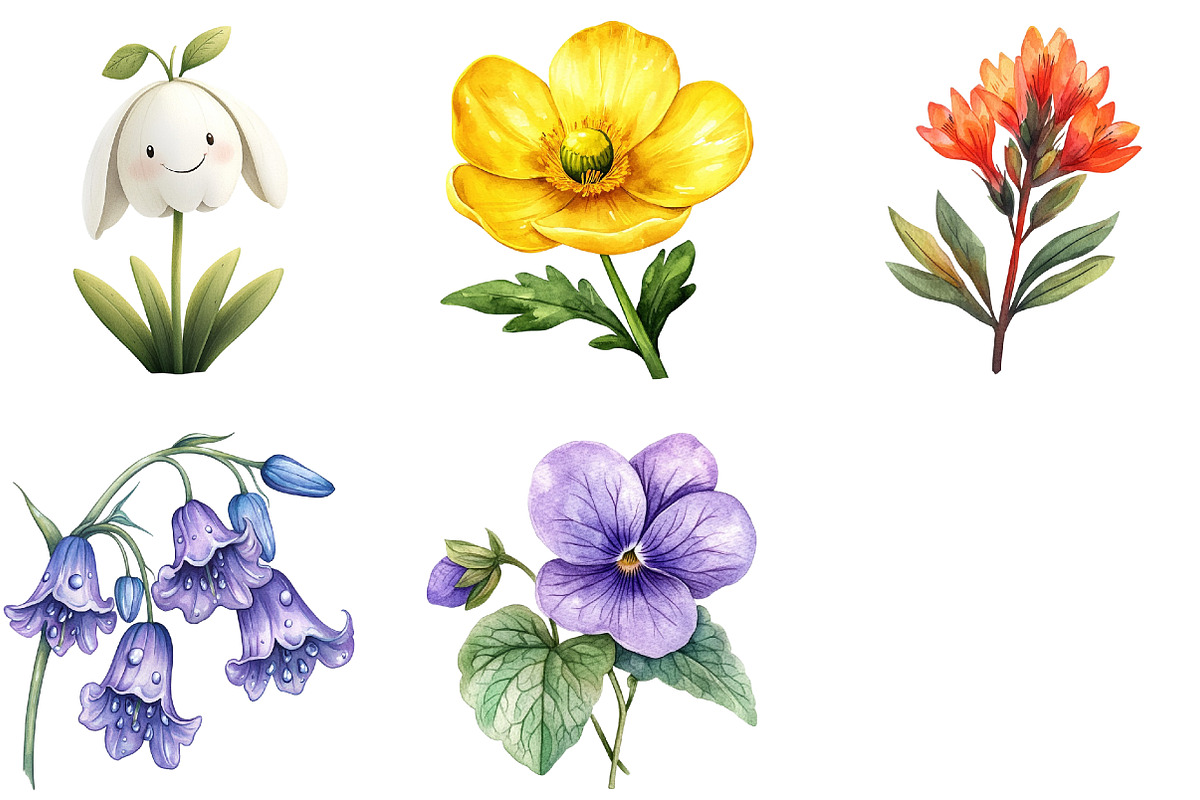 Botanical Forest Wildflower PNG, an Illustration by Watercolor design (Photo 4 of 4)