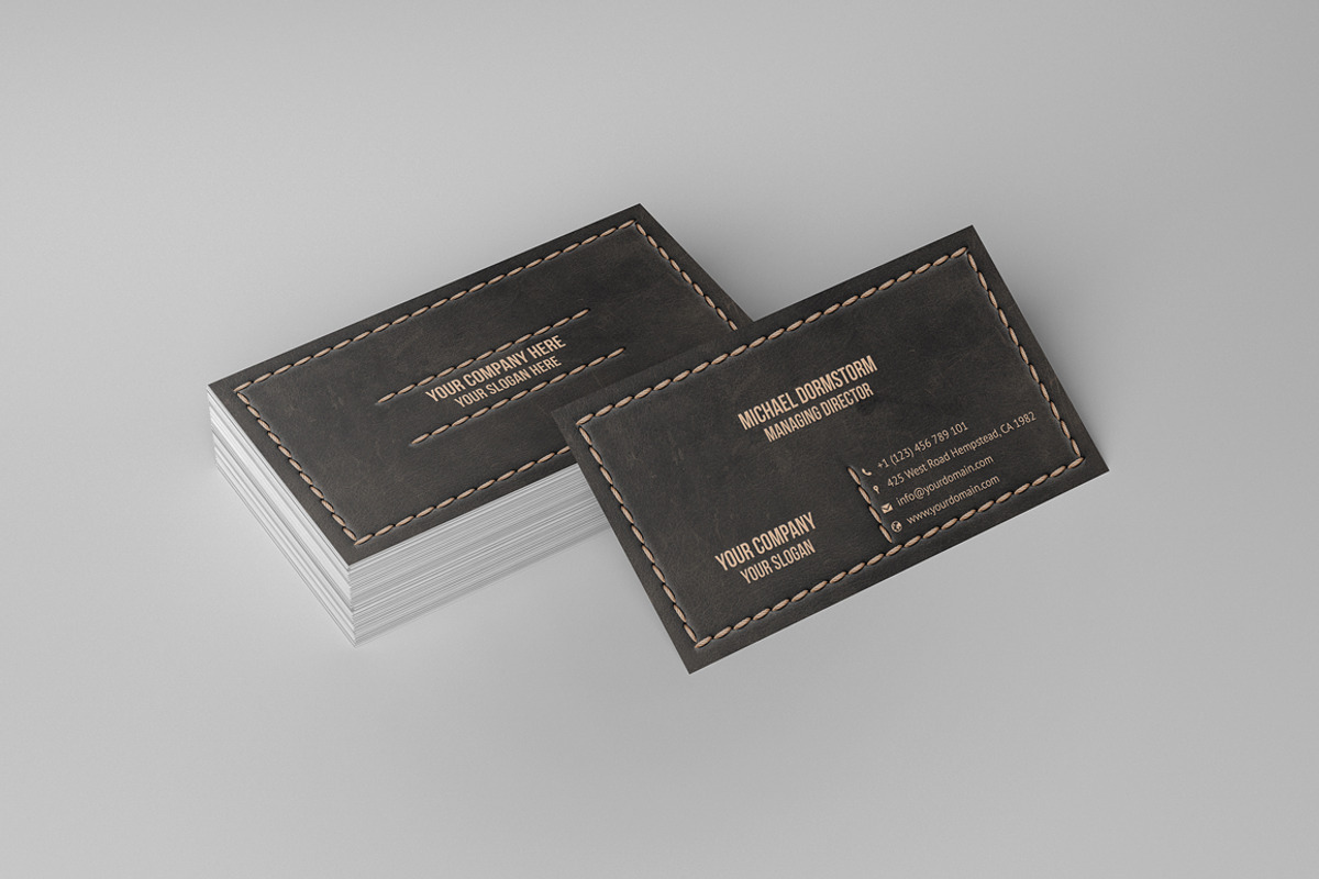 Leather Business Card, a Business Card Template by aykutfiliz (Photo 3 of 3)
