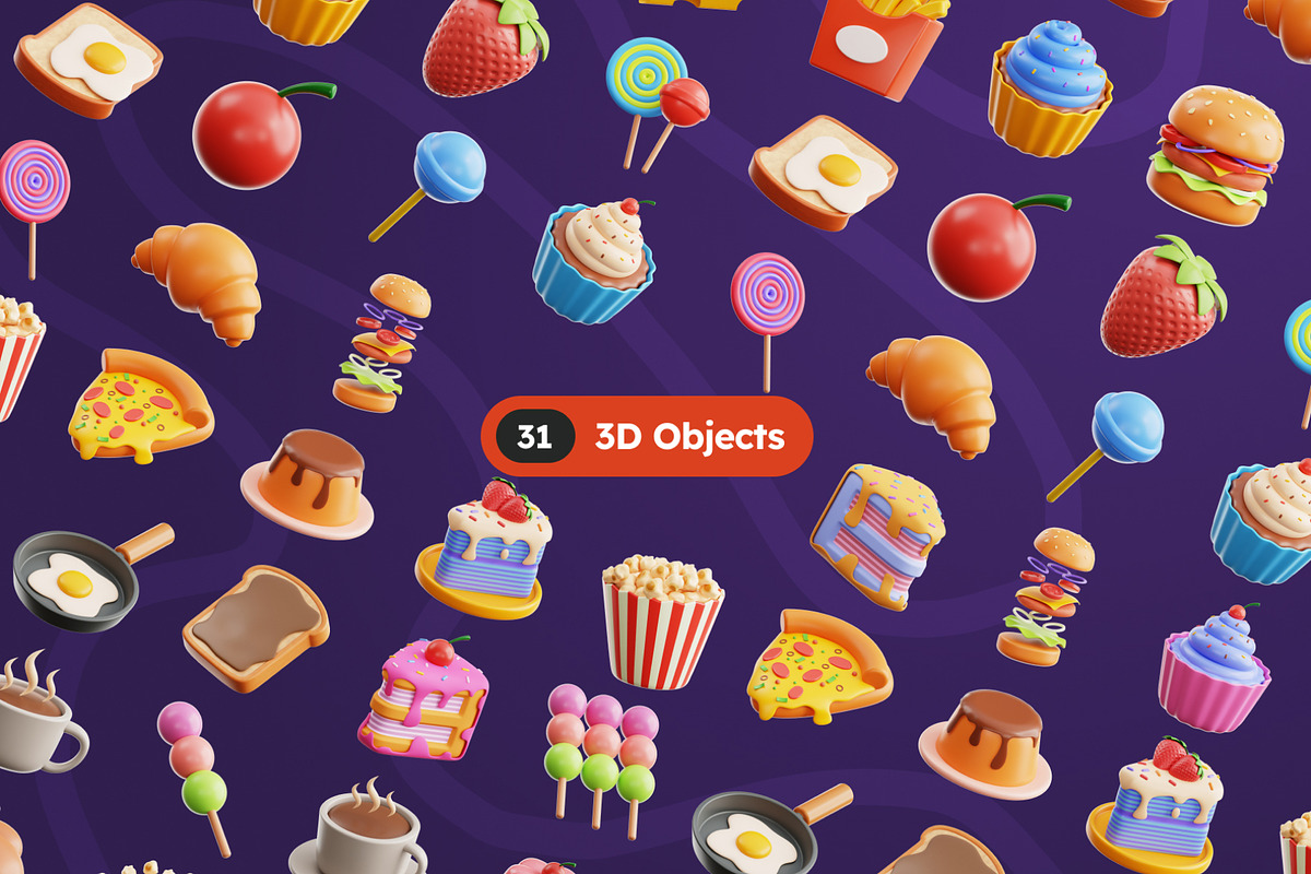 Fast Foods 3D Icons, a Food & Drink 3D Model by Rakata Studio (Photo 5 of 7)