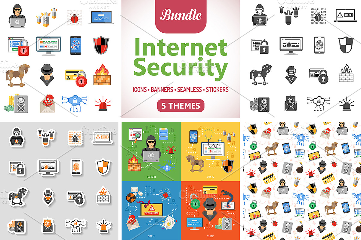 Internet Security Icons and Pattern, an Icon by TAlex (Photo 1 of 6)