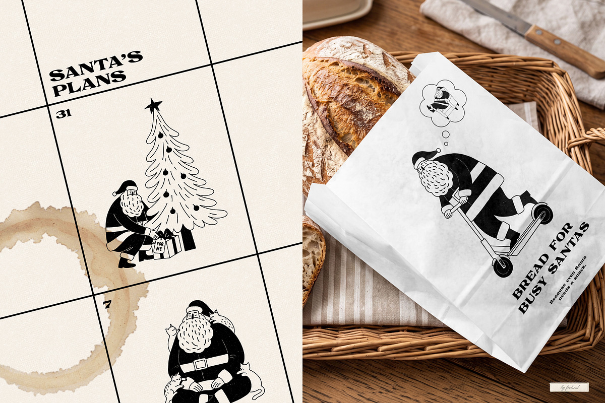 A Very Busy Santa Illustrations, a Seasonal Illustration by Feelsoul (Photo 6 of 10)