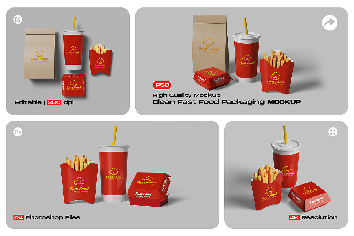 Fast Food Packaging Mockup, a Packaging Mockup by My Code Std (Photo 1 of 6)