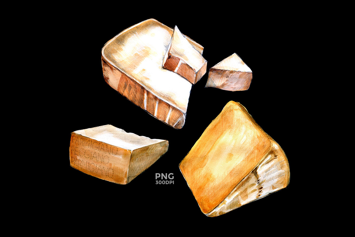 PARMIGIANO CHEESE WATERCOLOR, a Food Illustration by wedraw (Photo 2 of 3)