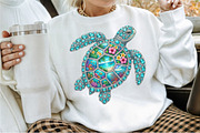 Rhinestone Sea Turtle Summer Beach, a Seasonal Illustration by Sublimation Artist (Thumbnail 2 of 9)