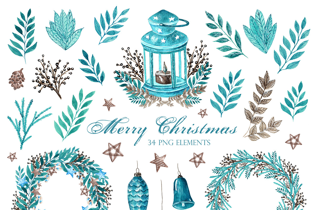Christmas watercolor set. New Year., a Seasonal Illustration by SabinaWatercolorArt (Photo 3 of 12)