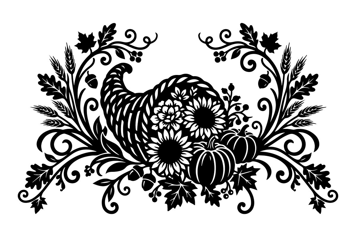 Elegant Floral Pumpkin Cornucopia, an Object Graphic by Gfx_Store (Photo 4 of 16)