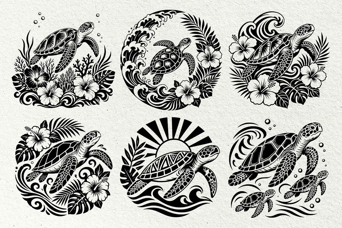 Sea Turtle Tropical SVG Graphics, a Decorative Illustration by DENIDigitalArtSudio (Photo 5 of 7)